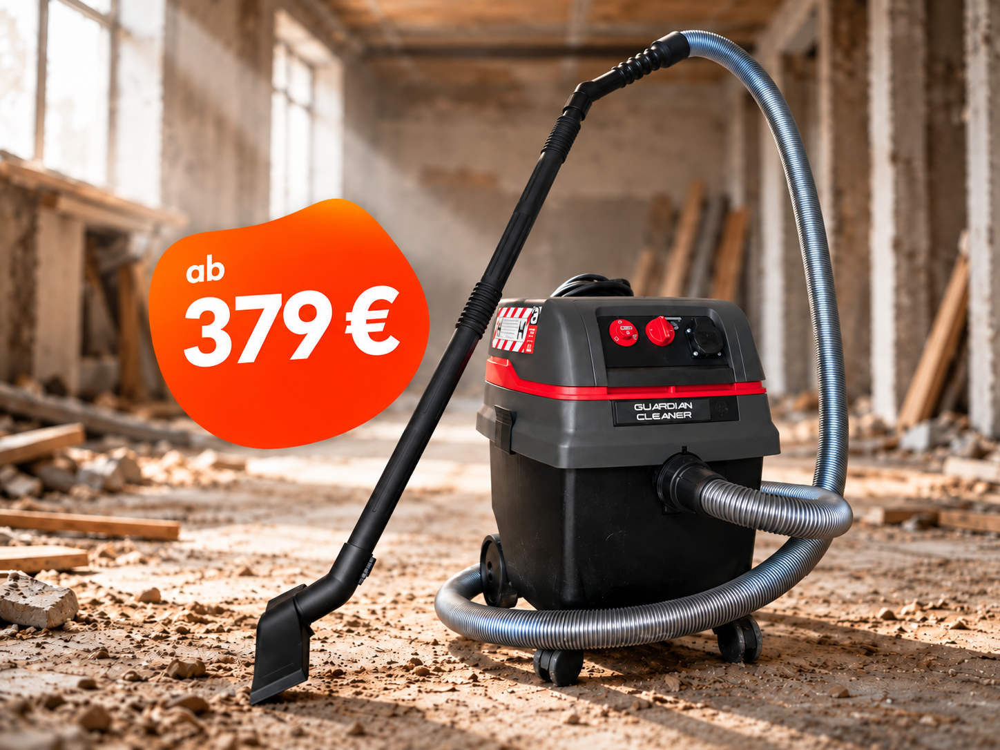 ISC Guardian Cleaner H+ Asbestsauger auf einer Baustelle, erhältlich ab 379 Euro