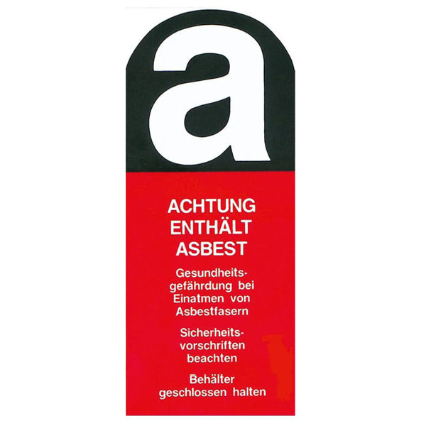 Warn-Aufkleber "Achtung enthält Asbest ... "